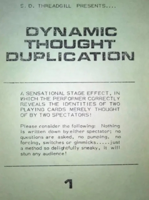 Dynamic Though Duplication by S D Threadgill